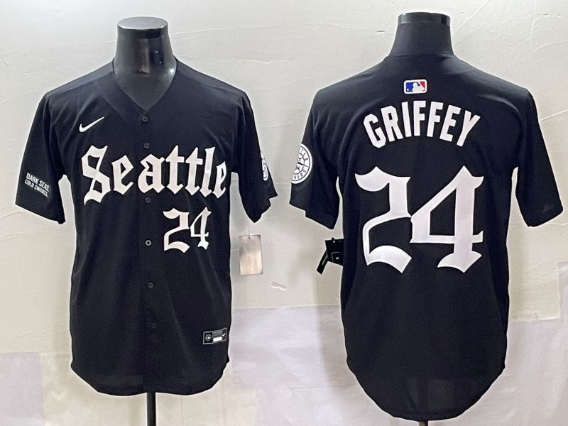 Men 2025 Seattle Mariners #24 Griffey Black Five generations Joint Name Nike MLB Jersey style 9